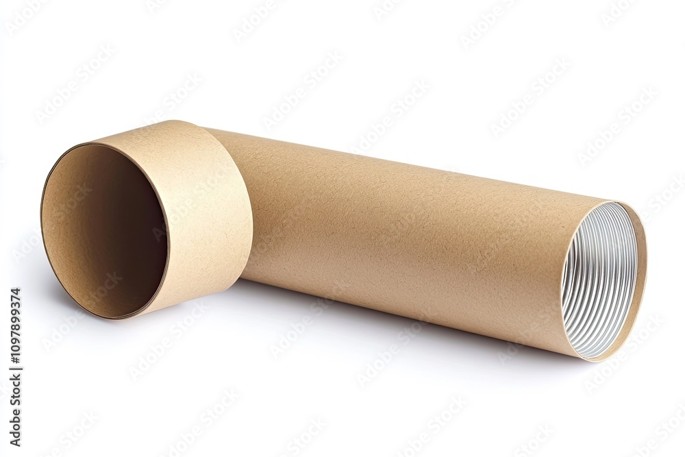 Kraft paper tube packaging with an aluminum liner isolated on a white background Kraft paper tube packaging with an aluminum liner isolated on a white background