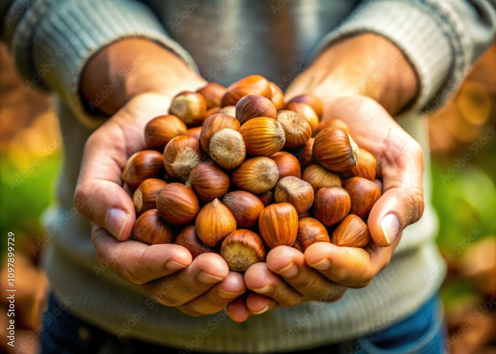 Handful of Hazelnuts in Hands - Close-up Documentary Photography of Fresh Hazelnuts on Natural Background, Nut Harvesting, Organic Food, Healthy Snacks, Rustic Aesthetics Handful of Hazelnuts in Hands - Close-up Documentary Photography of Fresh Hazelnuts on Natural Background, Nut Harvesting, Organic Food, Healthy Snacks, Rustic Aesthetics