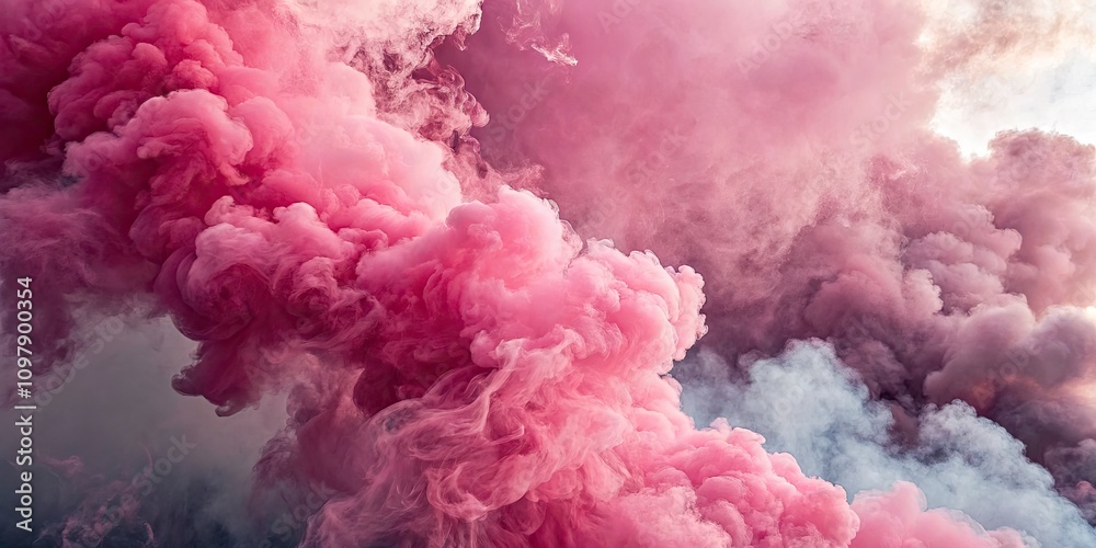 Fototapeta premium Abstract Pink Smoke Cloud - Ethereal Swirls, Artistic Background, Vapor Textures, Dreamy Aesthetic, Soft Pink Hues, Creative Design, Fluid Motion, Atmospheric Art, Surreal Effects, Modern Minimalism