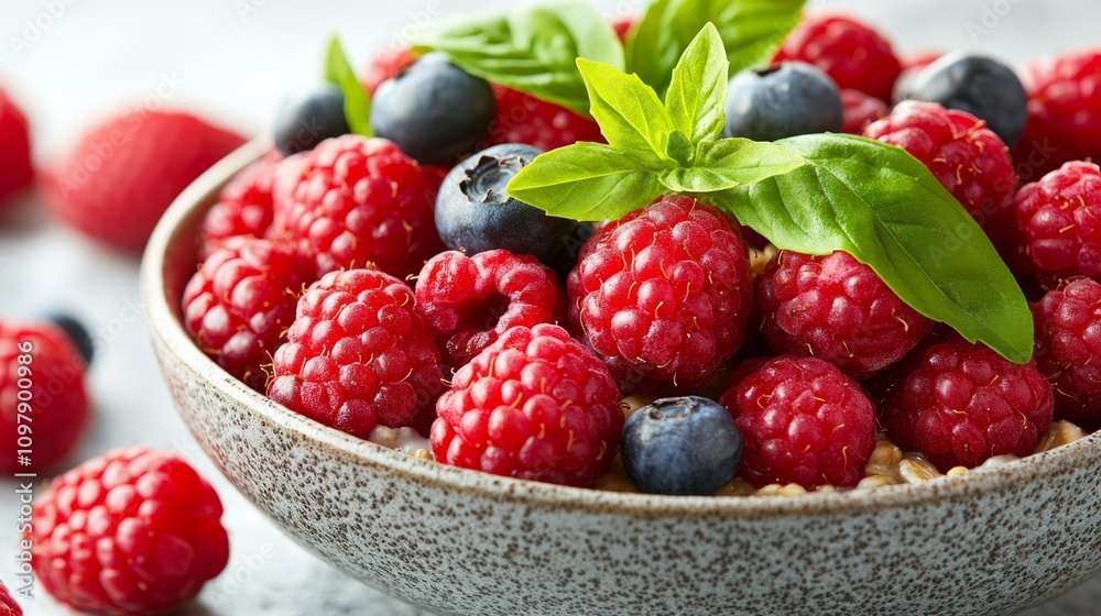 Healthy Breakfast Bowl with Oatmeal, Berries and Chia Seeds Healthy Breakfast Bowl with Oatmeal, Berries and Chia Seeds