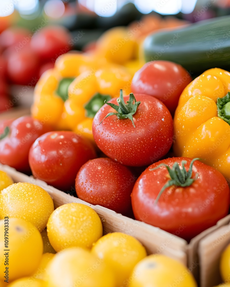 Fresh and vibrant produce at a farmer's market Fresh and vibrant produce at a farmer's market