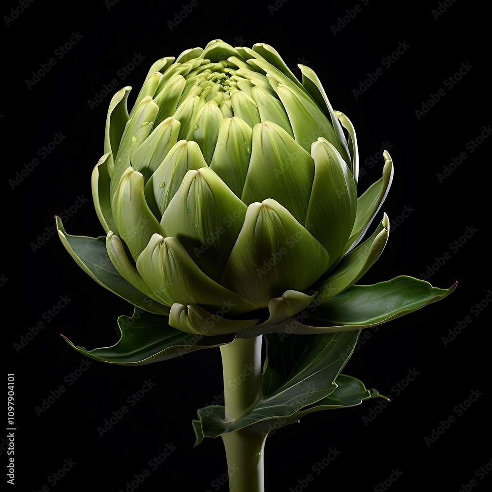 Obraz premium Fresh Artichoke Highlighted Elegantly on a Neutral Plain Background 