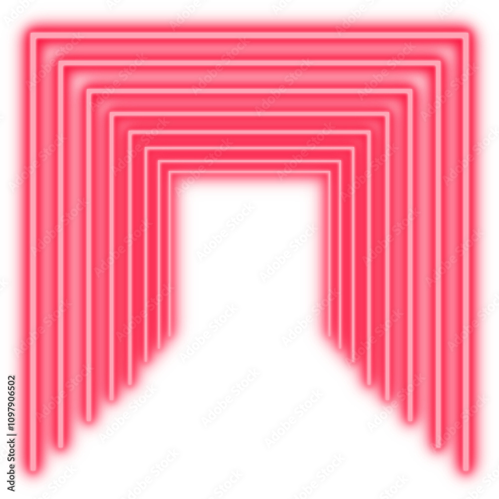 Fototapeta premium Neon light effect. Neon tunnel layers. Neon luminous corridor stretching 
