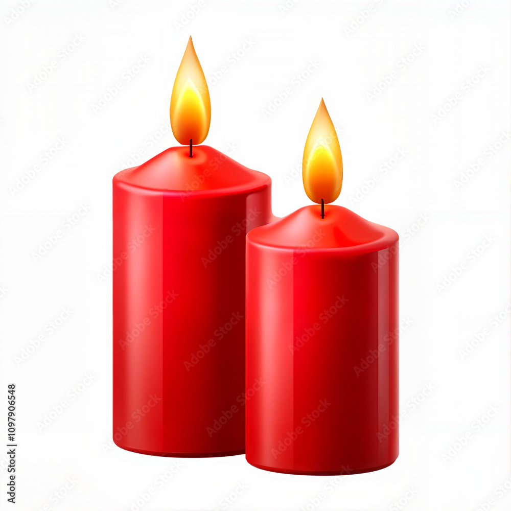 Two red candles for Christmas decoration Two red candles for Christmas decoration
