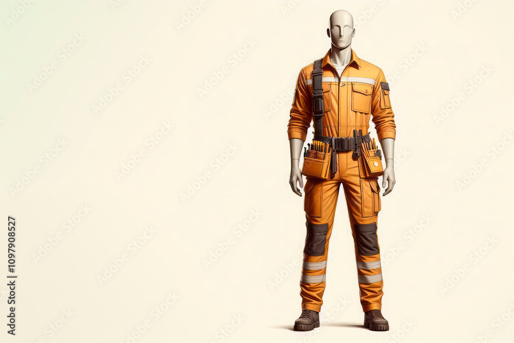 Fototapeta premium A working suit on a mannequin on a light background. Space for text.