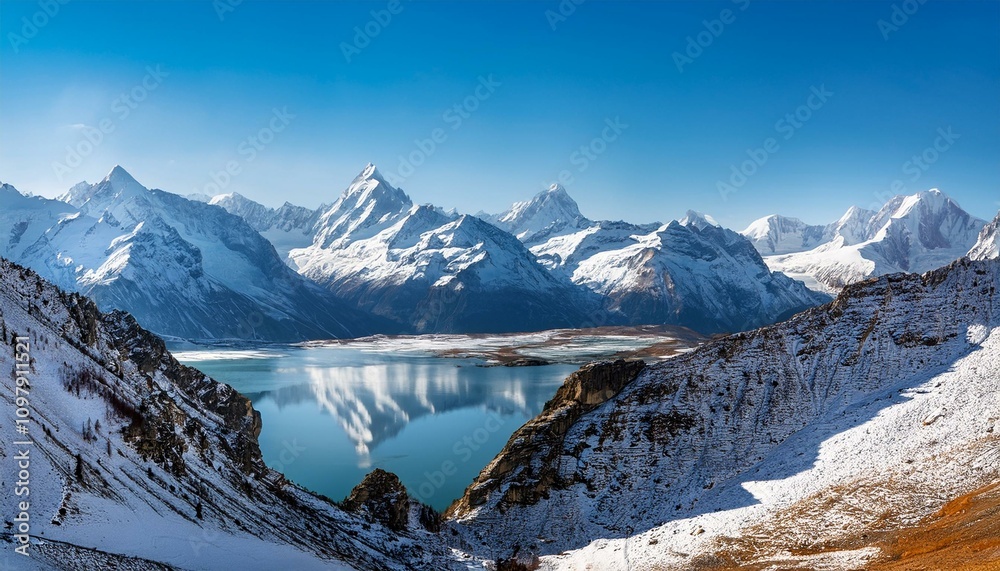 Obraz premium Sunlight reflects off the snow, creating a magical sparkle that enchants the landscape. 