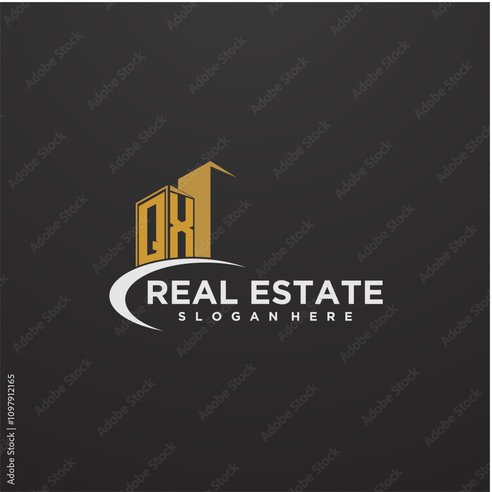 QX initial monogram logo for real estate with building style QX initial monogram logo for real estate with building style