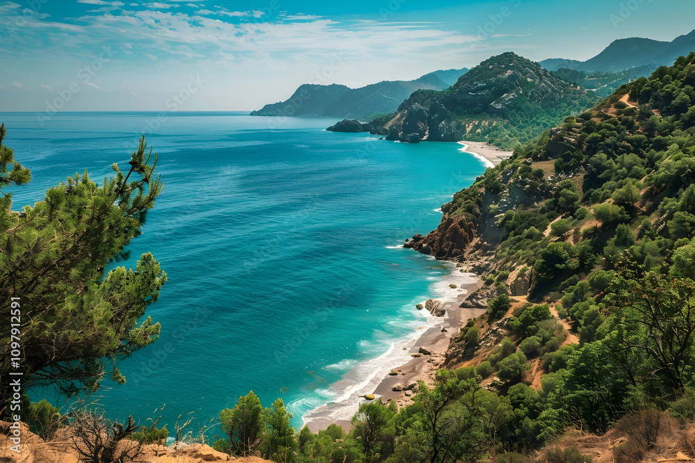 coastline and beach near blue mediterranean sea coastline and beach near blue mediterranean sea