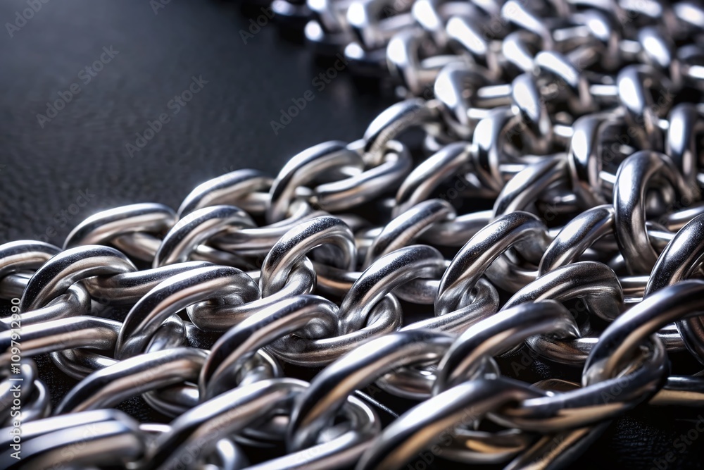 Luxurious Silver Chain Pattern on Dark Background Highlighting Elegance and Sophistication with Ample Copy Space for Text Overlay or Marketing Use Luxurious Silver Chain Pattern on Dark Background Highlighting Elegance and Sophistication with Ample Copy Space for Text Overlay or Marketing Use