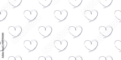 Cute hand drawn trend hearts on white background seamless pattern for Valentine's Day seamless girlish background. Suitble for prints, wrapping and backgrounds	