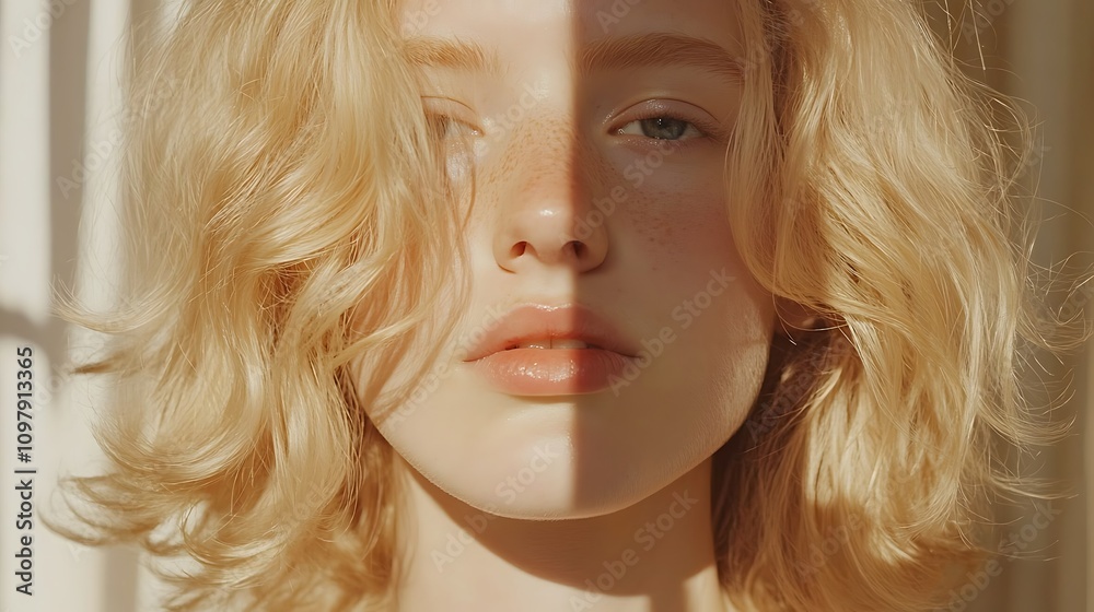 Fototapeta premium Beautiful Sunlit Curls with Warm Tones and Soft Textures in a Natural Setting