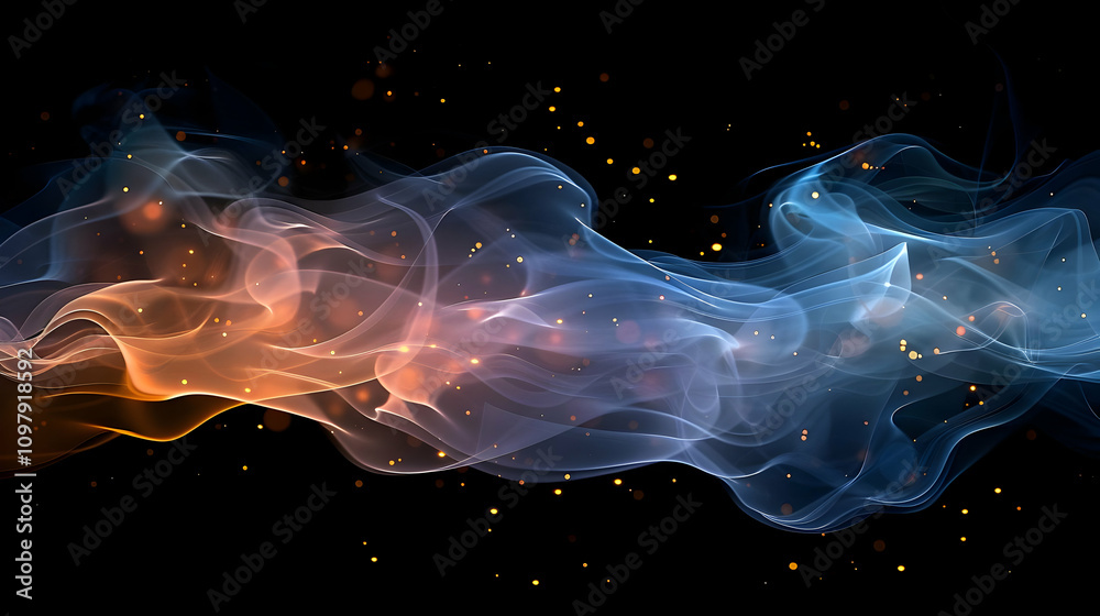 Obraz premium Abstract Background Image: Blue and Orange Smoke Waves