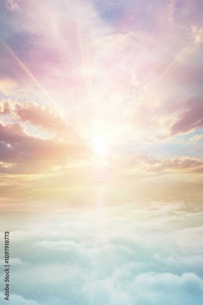 Obraz premium Pastel sunset, cloudscape, heavenly scene.