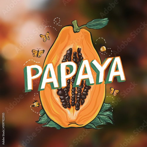 Tropical Papaya Fruit Art for Food Promotions
