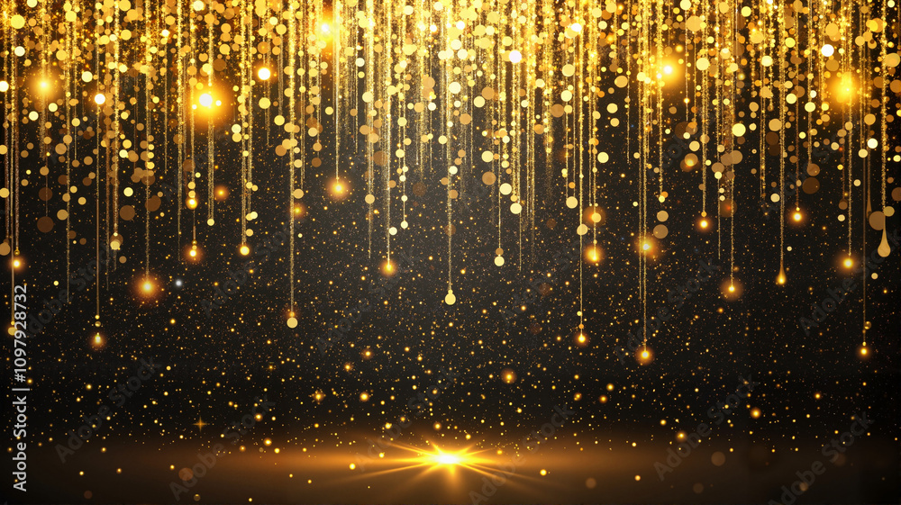 Naklejka premium Golden hanging lights with bokeh background