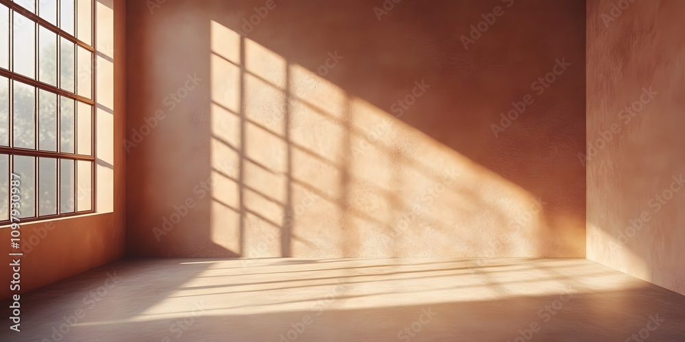 Obraz premium Serenity in Shadows: Monochrome Brown Textured Wall Mockup