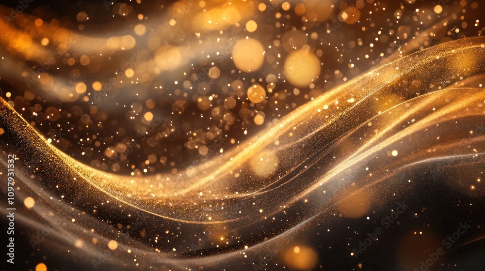 Fototapeta premium a deep brown background that highlights a digital signature crafted from radiant golden light lines.