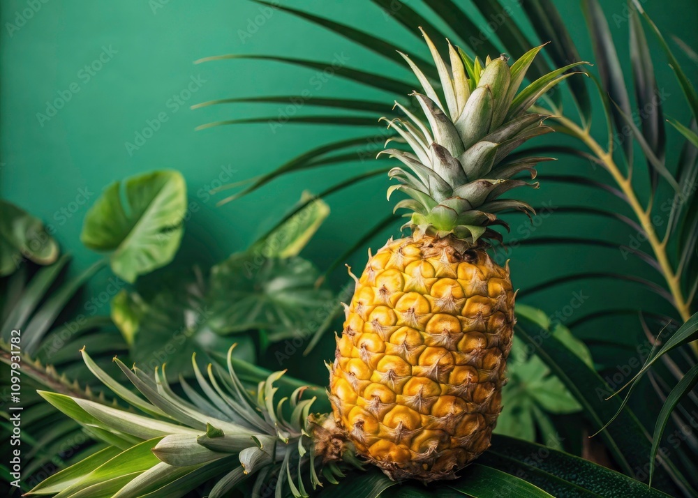 Vibrant Pineapple Against Lush Green Background - A Tropical Summer Delight, Fresh and Exotic Fruit Photography Vibrant Pineapple Against Lush Green Background - A Tropical Summer Delight, Fresh and Exotic Fruit Photography