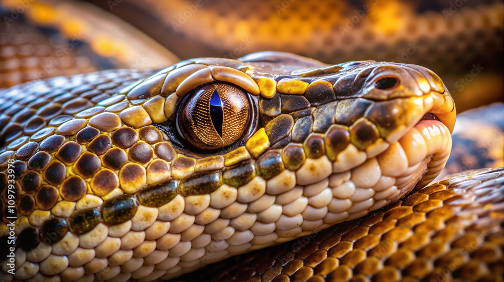 Fototapeta premium Python in nature, detailed close-up wildlife photo