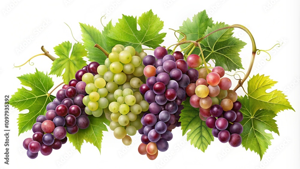 Obraz premium Vine and grapes transparent background