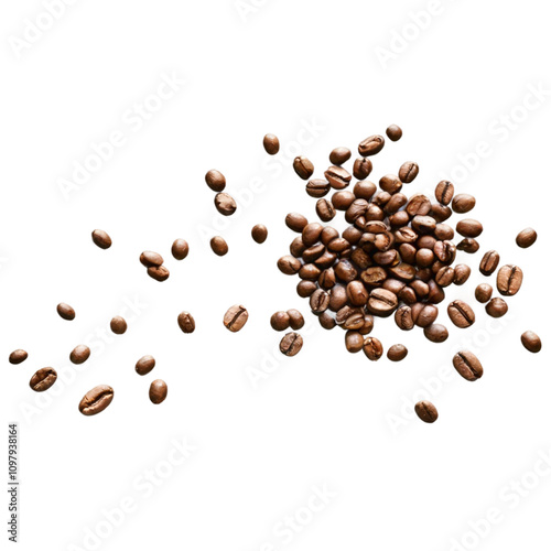 Roasted coffee beans on transparent png