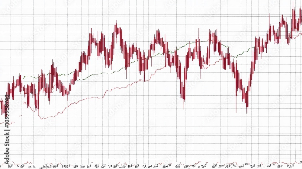 A financial chart displaying market trends with price fluctuations over time. A financial chart displaying market trends with price fluctuations over time.