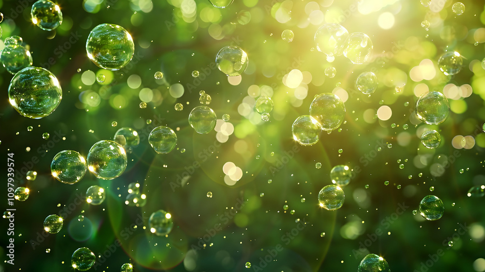 Green Bubbles Abstract Background Illustration