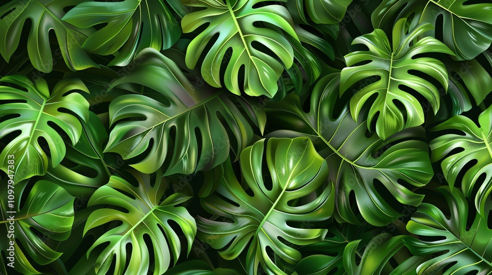 A pattern of tropical leaves, lush and vibrant. A pattern of tropical leaves, lush and vibrant.