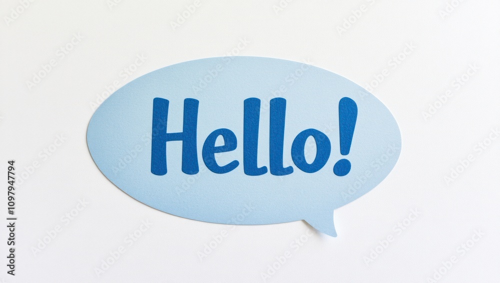 Blue Speech Bubble with Hello Greeting Blue Speech Bubble with Hello Greeting
