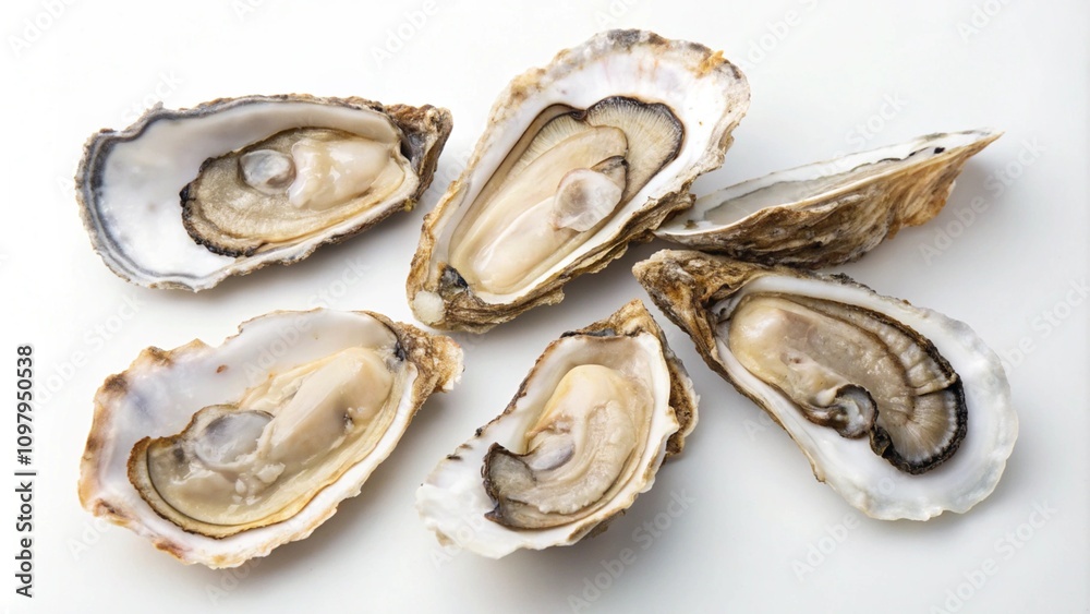 Oysters isolated on white background. Clipping path. Macro food Oysters isolated on white background. Clipping path. Macro food