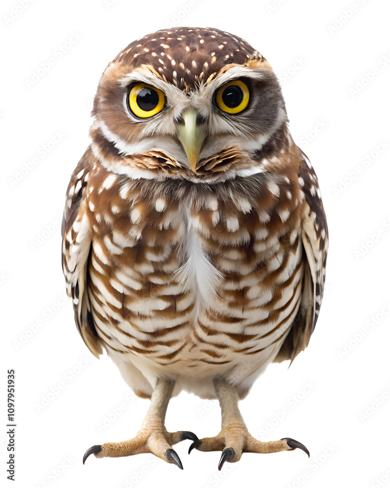 Fototapeta premium Portrait of a Burrowing owl isolated on transparent background