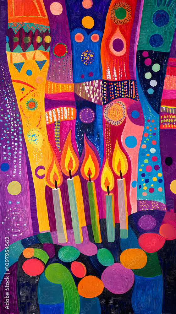 Obraz premium Vibrant Kwanzaa or Hanukkah Celebration - Cultural Holiday Illustration