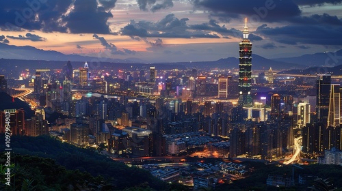 Wallpaper Mural _Night_City_Landscape_and_Road_Attractions Torontodigital.ca