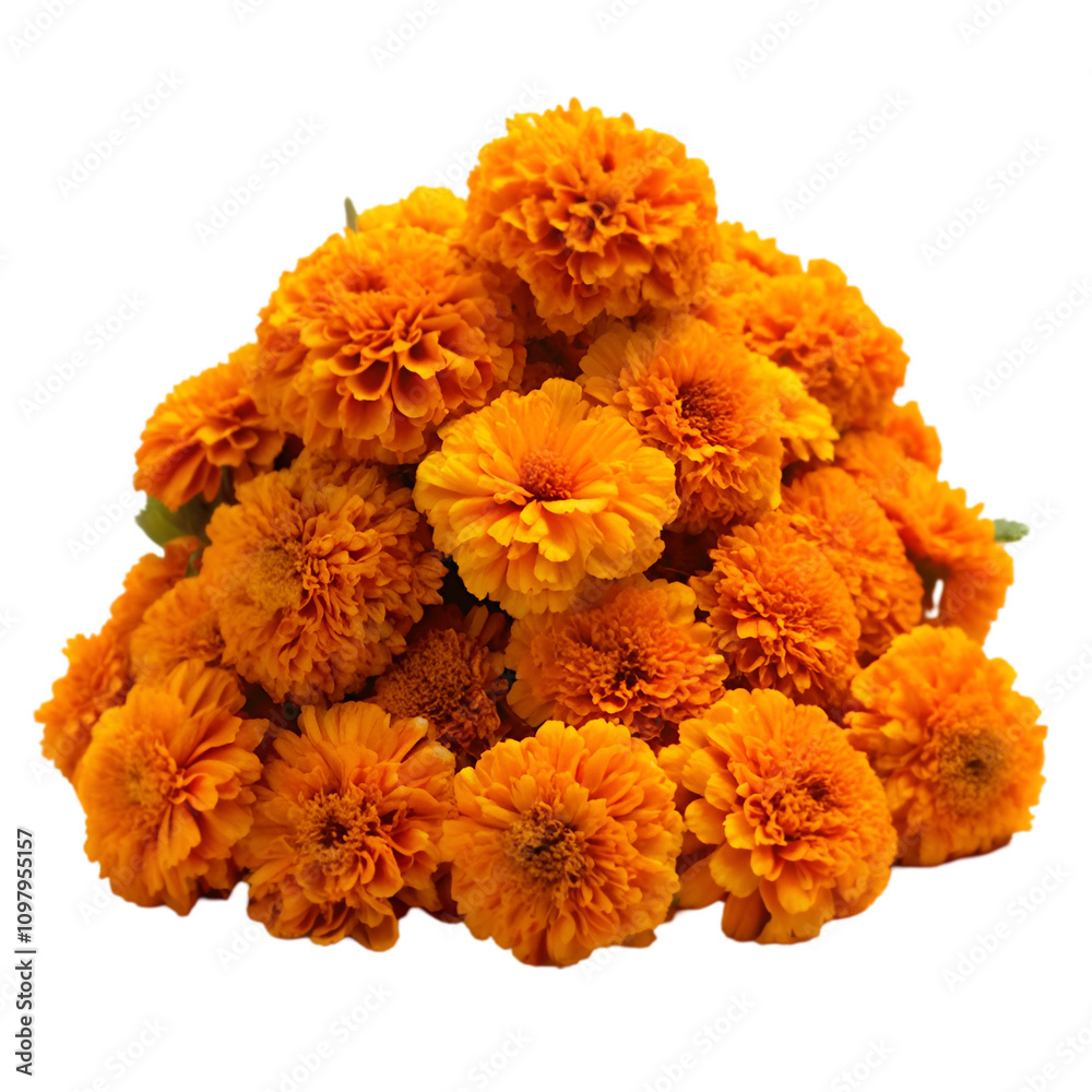 Pile of orange marigold isolated on transparent background Pile of orange marigold isolated on transparent background
