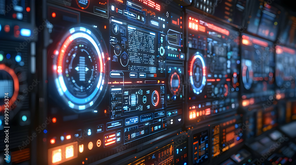 Futuristic 3D Control Panel Interface Illustration Futuristic 3D Control Panel Interface Illustration