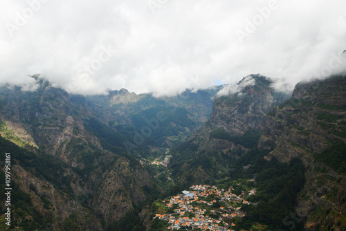 Obraz na płótnie view of Curral das Freiras from the trail leading to this village (Madeira, Portugal) w salonie