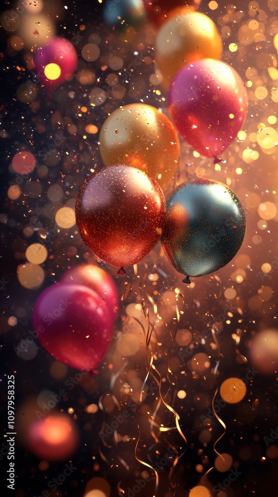 Vibrant party background with balloons and glowing lights Vibrant party background with balloons and glowing lights