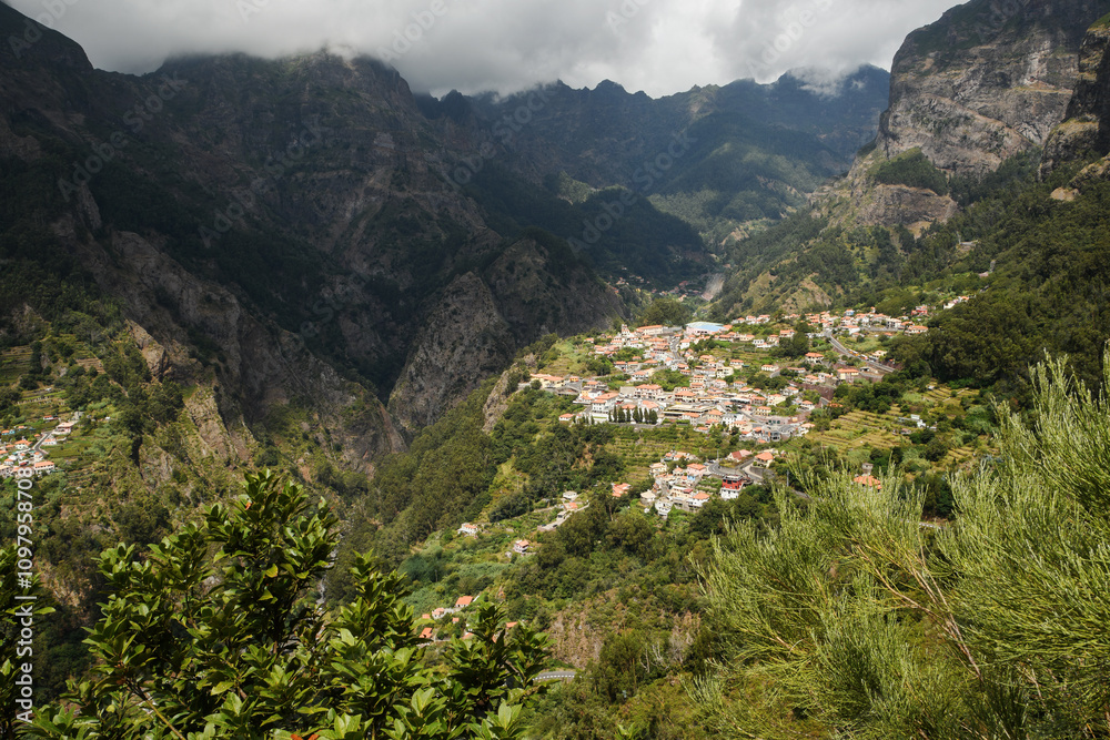view of Curral das Freiras from the Eira do Serrado Viewpoint (Madeira, Portugal)
