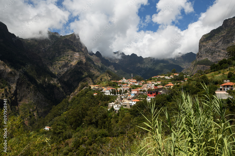view of Curral das Freiras from the trail leading to this village (Madeira, Portugal)