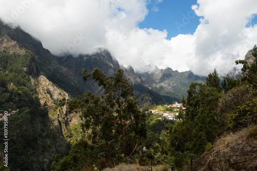 Obraz na płótnie view of Curral das Freiras from the trail leading to this village (Madeira, Portugal) w salonie