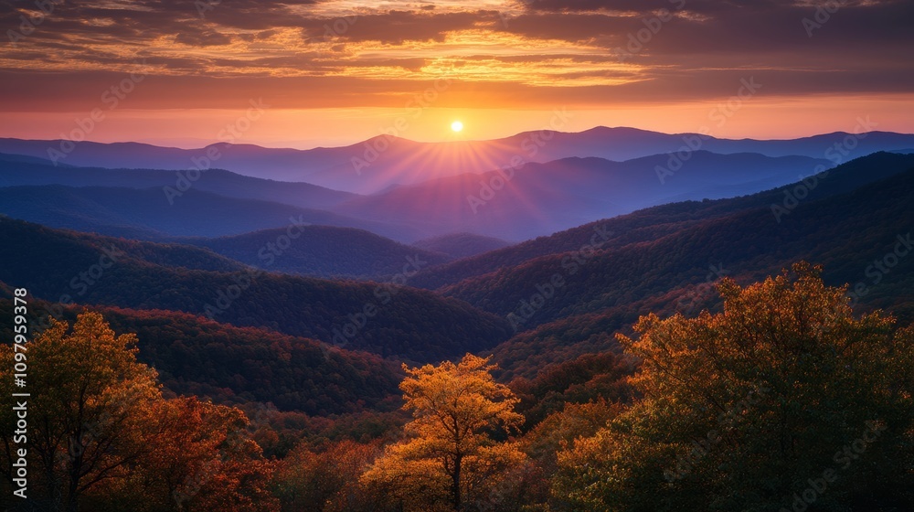 Nature landscape photography capturing sunrise over mountains and valleys Nature landscape photography capturing sunrise over mountains and valleys