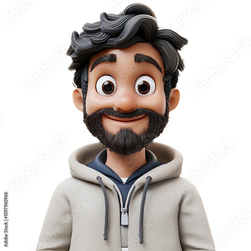 3D cartoon happy teenage boy character on transparent background.