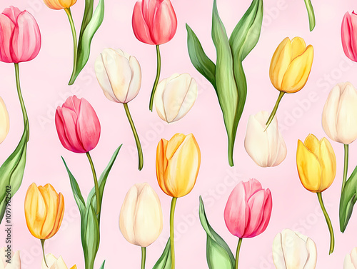 seamless pattern with tulips