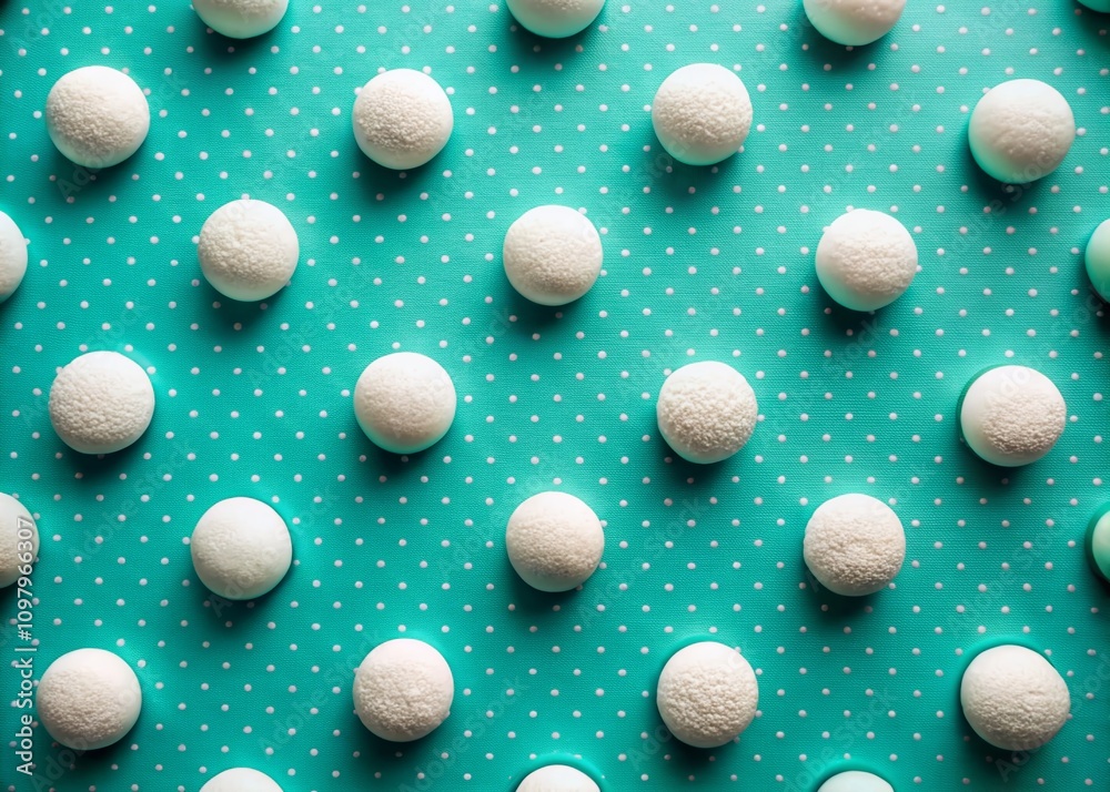 Simple Abstract White Polka Dot Pattern on Seagreen Background Featuring White Circles against a Blue Backdrop for Food Photography and Stylish Design Elements Simple Abstract White Polka Dot Pattern on Seagreen Background Featuring White Circles against a Blue Backdrop for Food Photography and Stylish Design Elements