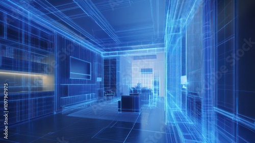 Wallpaper Mural Blueprint of Modern Living Room Torontodigital.ca