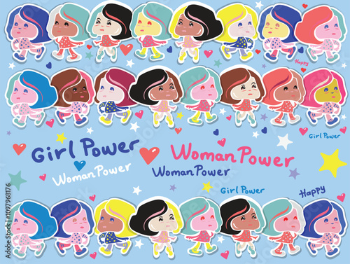 Women supporting women, fun illustration