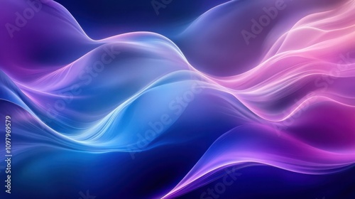 Wallpaper Mural neon waves in a gradient of purple to blue, flowing gracefully across the canvas. Torontodigital.ca