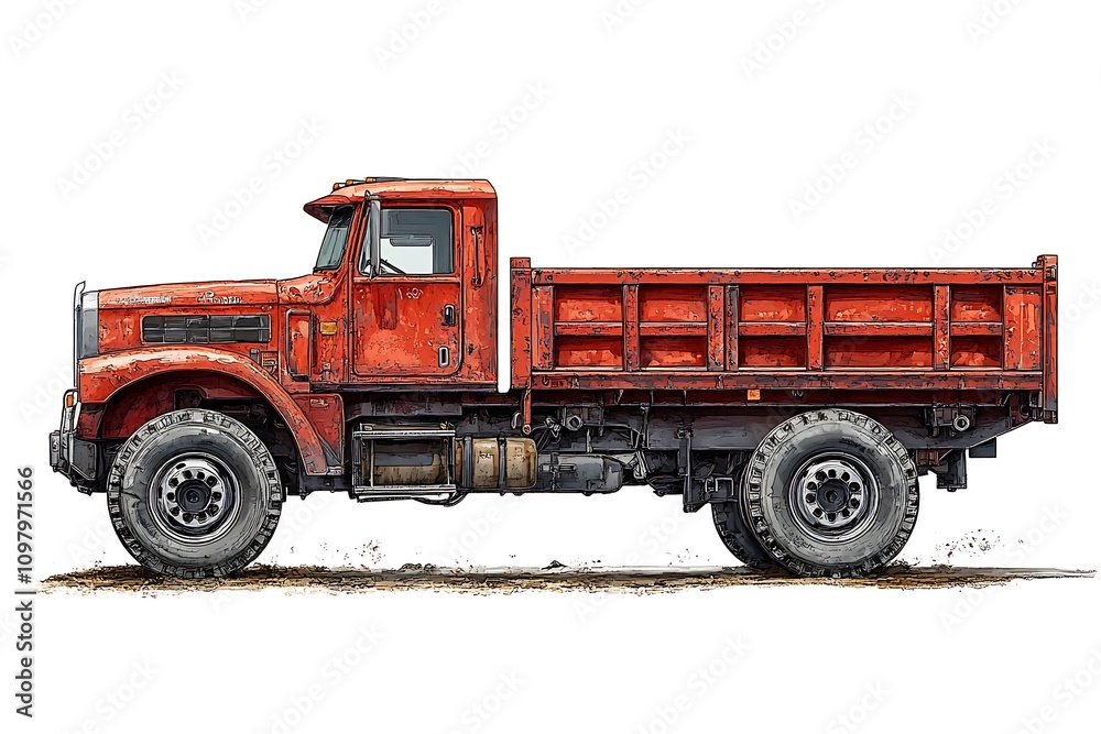 Red Semi-trailer Truck Isolated. 3D rendering Red Semi-trailer Truck Isolated. 3D rendering