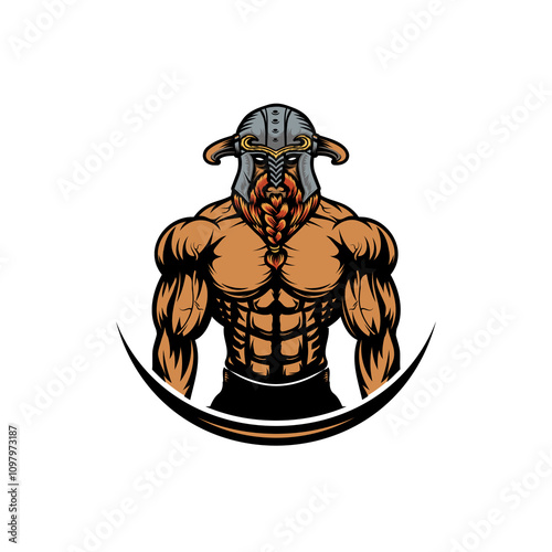 Muscle Viking with Helmet