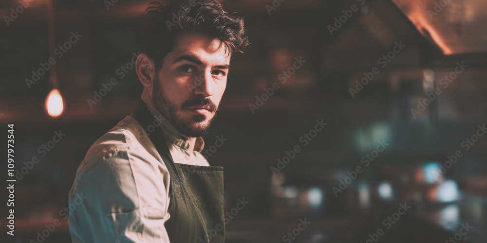 Fototapeta premium male chef in the kitchen Generative AI